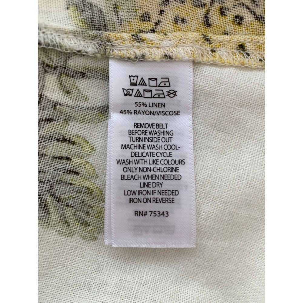 Tahari Cream Linen Sundress Pineapple A‎ Line Fit Flare Resort Vacation Size 8 - Picture 10 of 16